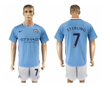 Manchester City #7 Sterling Home Soccer Club Jersey1