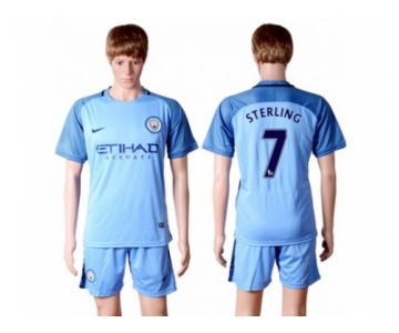 Manchester City #7 Sterling Home Soccer Club Jersey2