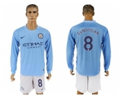 Manchester City #8 Gundogan Home Long Sleeves Soccer Club Jersey