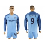 Manchester City #9 Nolito Home Long Sleeves Soccer Club Jersey