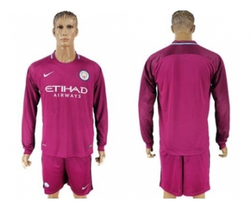 Manchester City Blank Away Long Sleeves Soccer Club Jersey