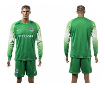 Manchester City Blank Green Goalkeeper Long Sleeves Soccer Club Jersey