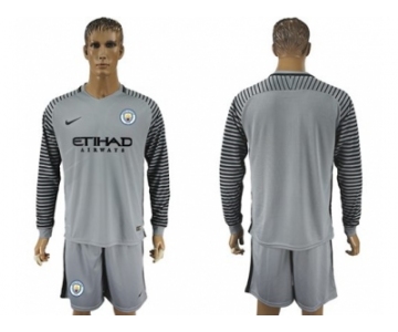 Manchester City Blank Grey Goalkeeper Long Sleeves Soccer Club Jersey