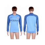 Manchester City Blank Home Long Sleeves Soccer Club Jersey1