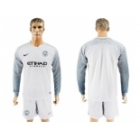 Manchester City Blank White Goalkeeper Long Sleeves Soccer Club Jersey