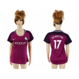 Women Manchester City #17 De Bruyne Away Soccer Club Jersey