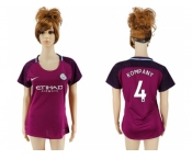 Women Manchester City #4 Kompany Away Soccer Club Jersey