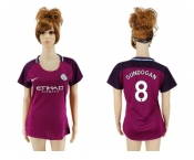 Women Manchester City #8 Gundogan Away Soccer Club Jersey