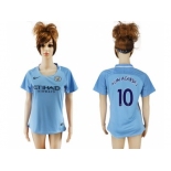 Women's Manchester City #10 Kun Aguero Home Soccer Club Jersey