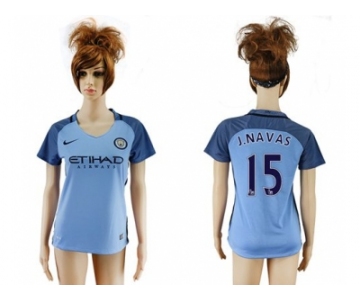 Women's Manchester City #15 J.Navas Home Soccer Club Jersey