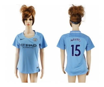 Women's Manchester City #15 Navas Home Soccer Club Jersey