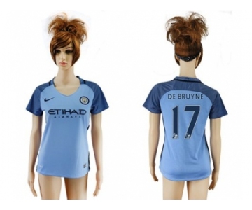 Women's Manchester City #17 De Bruyne Home Soccer Club Jersey1