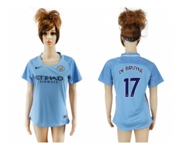 Women's Manchester City #17 De Bruyne Home Soccer Club Jersey