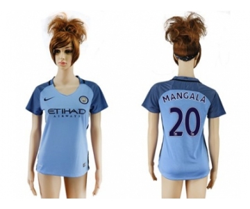 Women's Manchester City #20 Mangala Home Soccer Club Jersey