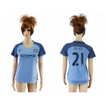 Women's Manchester City #21 Silva Home Soccer Club Jersey1