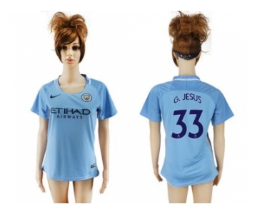 Women's Manchester City #33 G.Jesus Home Soccer Club Jersey