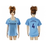 Women's Manchester City #4 Kompany Home Soccer Club Jersey