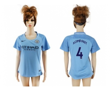 Women's Manchester City #4 Kompany Home Soccer Club Jersey