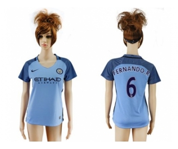 Women's Manchester City #6 Fernando.R Home Soccer Club Jersey