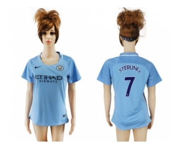 Women's Manchester City #7 Sterling Home Soccer Club Jersey