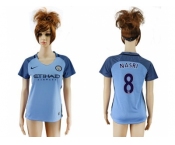 Women's Manchester City #8 Nasri Home Soccer Club Jersey