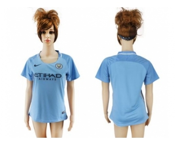 Women's Manchester City Blank Home Soccer Club Jersey