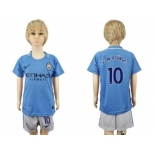 Manchester City #10 Kun Aguero Home Kid Soccer Club Jersey