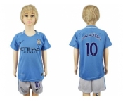 Manchester City #10 Kun Aguero Home Kid Soccer Club Jersey