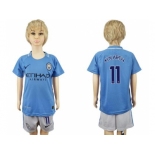 Manchester City #11 Kolarov Home Kid Soccer Club Jersey