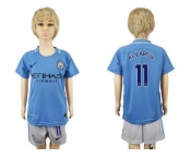 Manchester City #11 Kolarov Home Kid Soccer Club Jersey