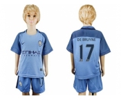 Manchester City #17 De Bruyne Home Kid Soccer Club Jersey1