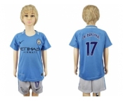 Manchester City #17 De Bruyne Home Kid Soccer Club Jersey