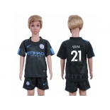 Manchester City #21 Silva Sec Away Kid Soccer Club Jersey