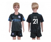 Manchester City #21 Silva Sec Away Kid Soccer Club Jersey