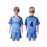 Manchester City #4 Kompany Home Kid Soccer Club Jersey1