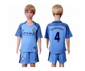 Manchester City #4 Kompany Home Kid Soccer Club Jersey1