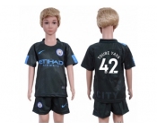 Manchester City #42 Toure YAYA Sec Away Kid Soccer Club Jersey