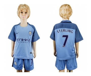 Manchester City #7 Sterling Home Kid Soccer Club Jersey1