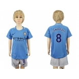 Manchester City #8 Gundogan Home Kid Soccer Club Jersey