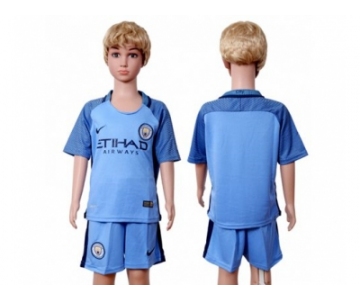 Manchester City Blank Home Kid Soccer Club Jersey1