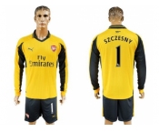 Arsenal #1 Szczesny Away Long Sleeves Soccer Club Jersey