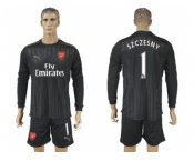 Arsenal #1 Szczesny Black Long Sleeves Goalkeeper Soccer Club Jersey