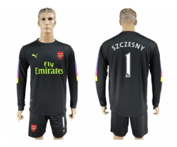 Arsenal #1 Szczesny Black Long Sleeves Goalkeeper Soccer Country Jersey