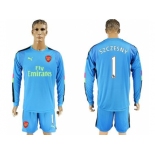 Arsenal #1 Szczesny Blue Goalkeeper Long Sleeves Soccer Club Jersey