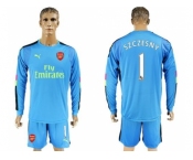 Arsenal #1 Szczesny Blue Goalkeeper Long Sleeves Soccer Club Jersey