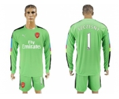 Arsenal #1 Szczesny Green Goalkeeper Long Sleeves Soccer Club Jersey