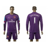 Arsenal #1 Szczesny Purple Goalkeeper Long Sleeves Soccer Club Jersey