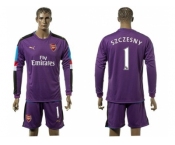 Arsenal #1 Szczesny Purple Goalkeeper Long Sleeves Soccer Club Jersey