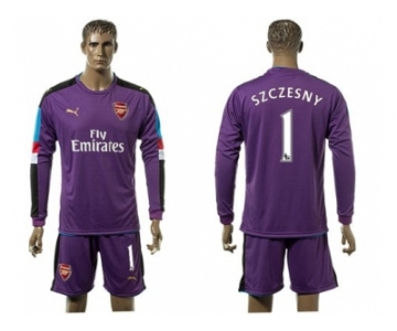 Arsenal #1 Szczesny Purple Goalkeeper Long Sleeves Soccer Club Jersey