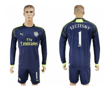 Arsenal #1 Szczesny Sec Away Long Sleeves Soccer Club Jersey